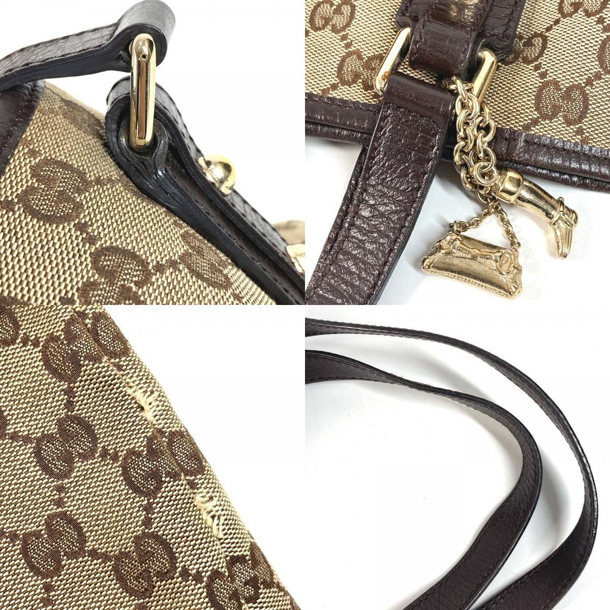Gucci Shoulder Bag GG Logo Sherry Line Canvas Leather Beige — view 9