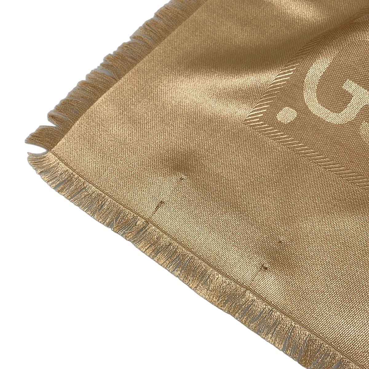 Gucci Shawl GG Jacquard Silk Wool Beige Large Scarf — view 6