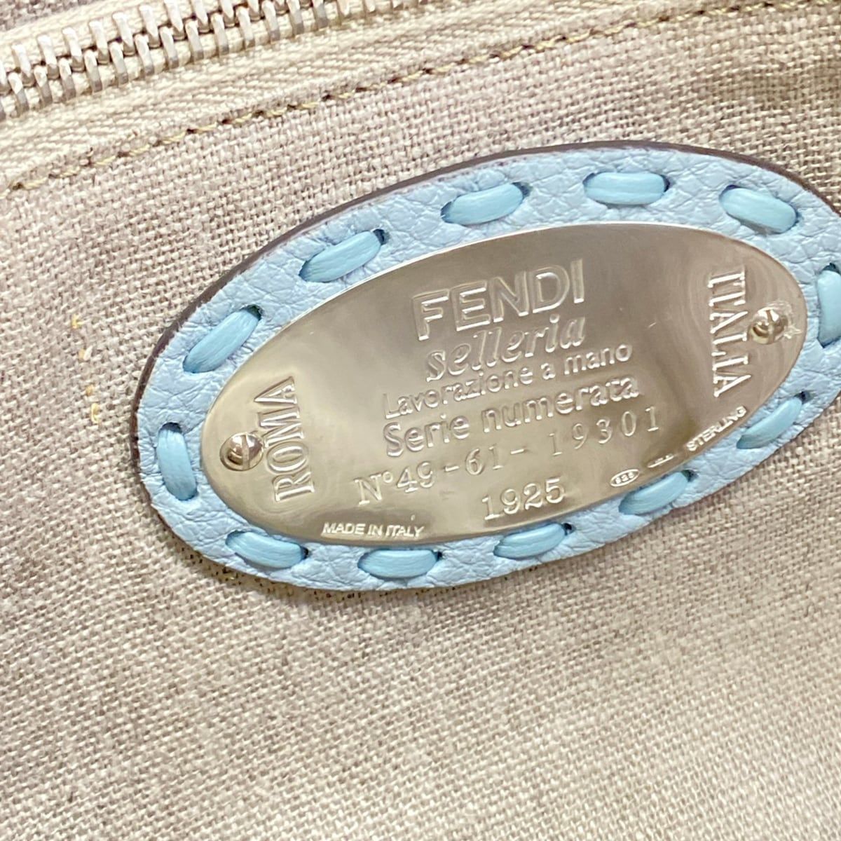 Fendi Handbag by the Way Light Blue Leather — view 9