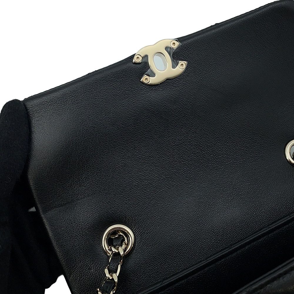 Chanel Chain Shoulder Bag Mini Flap CC Logo Quilted Lambskin Black — view 9