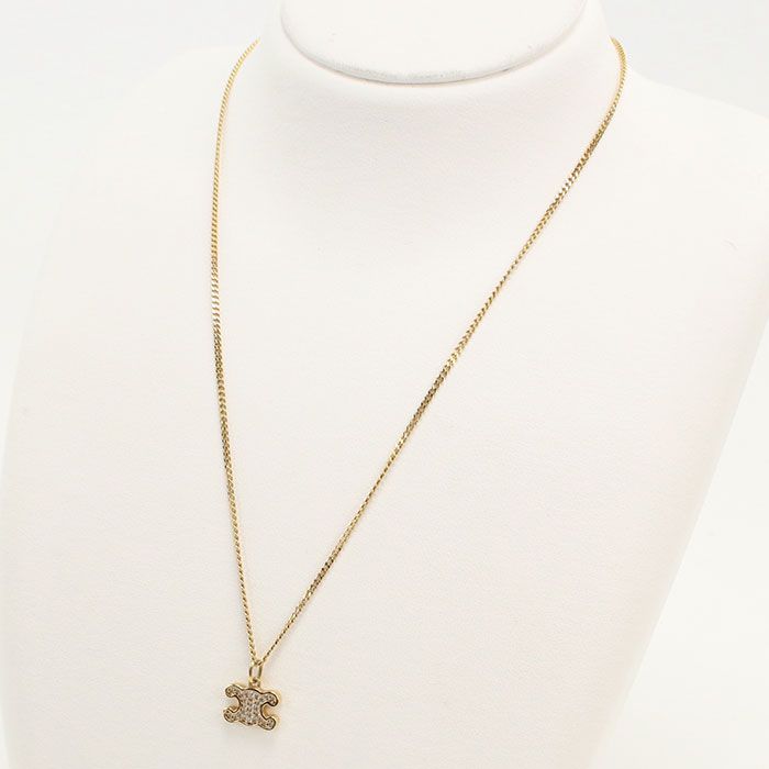 Celine Rhinestone Triomphe Necklace Metal — view 5