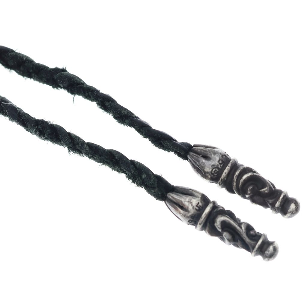 Chrome Hearts Leather Braid Scroll Necklace Black Silver — view 6