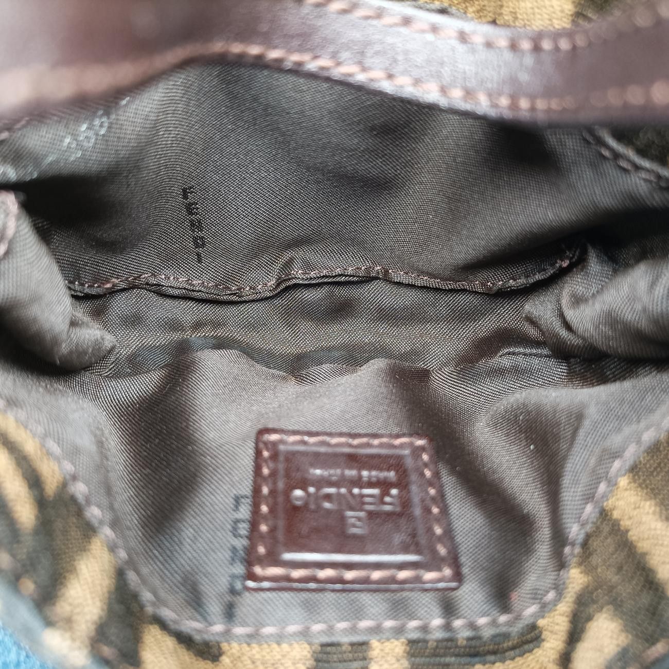 Fendi Mini Croissant Brown Canvas Leather Handbag — view 9
