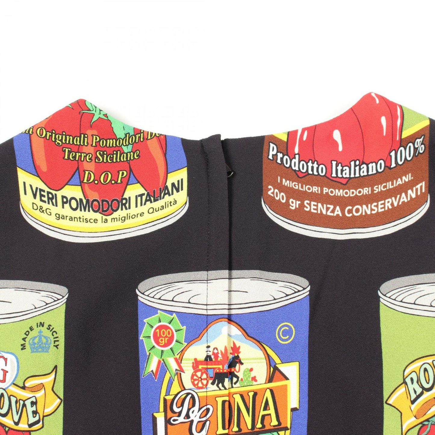Dolce & Gabbana Dress Tomato Can Pattern Long Sleeve Rayon — view 5