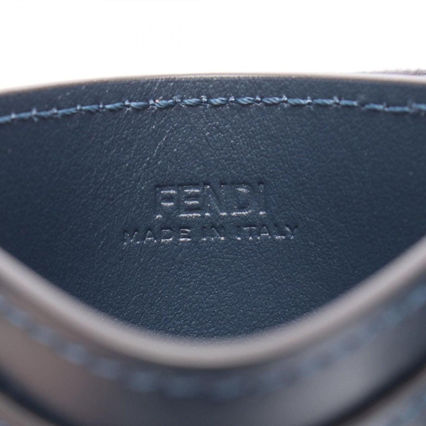 Fendi Card Case FF Denim Navy Blue Fabric Leather — view 4