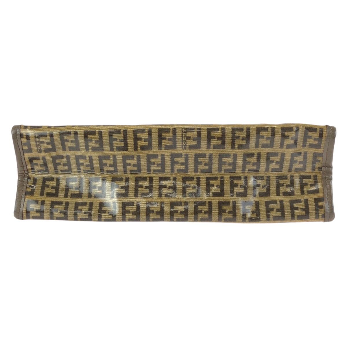 Fendi Zucchino Brown Leather Clutch — view 9