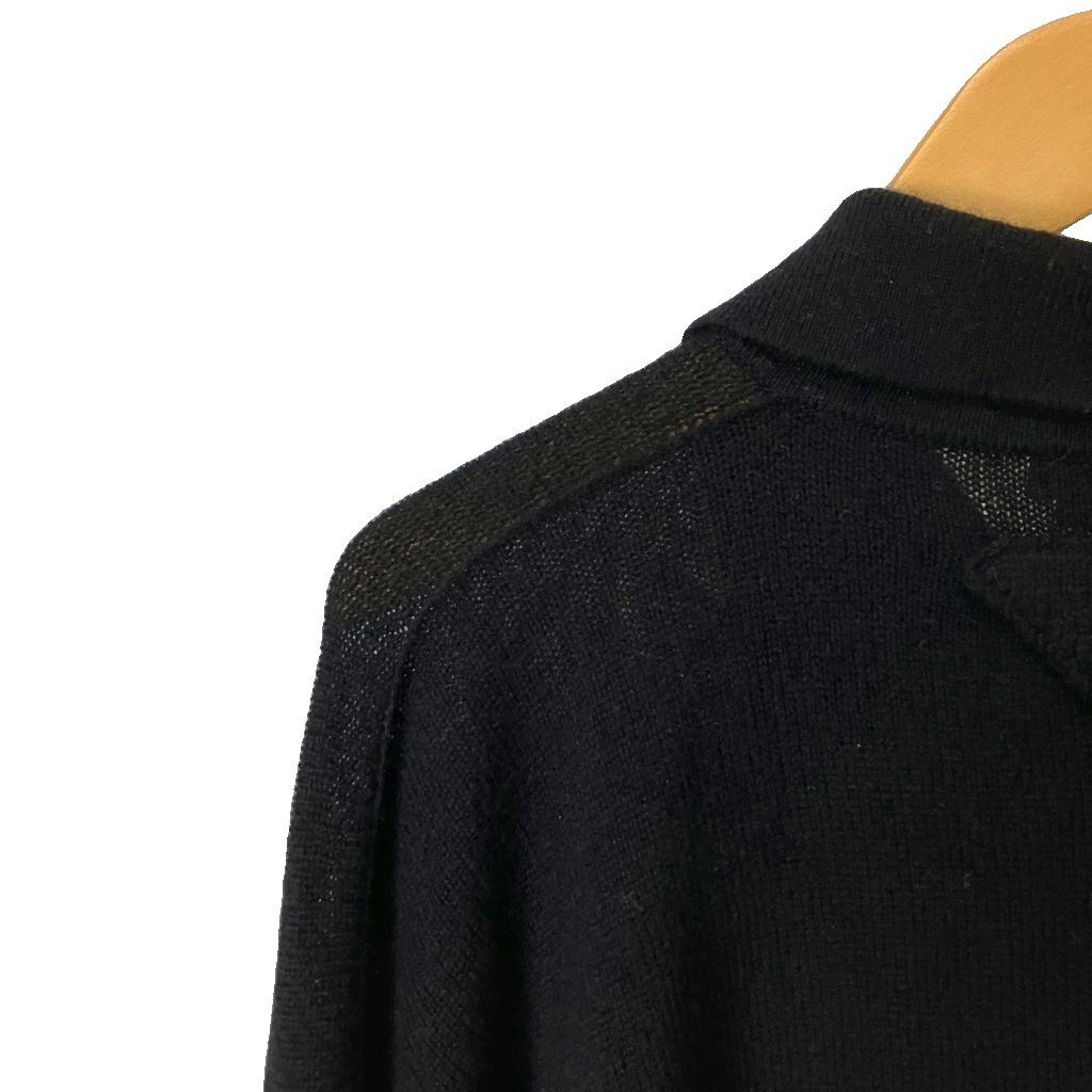 Prada Cashmere Triangle Logo Polo Shirt Knit Sweater Long Sleeve 50 Black — view 9
