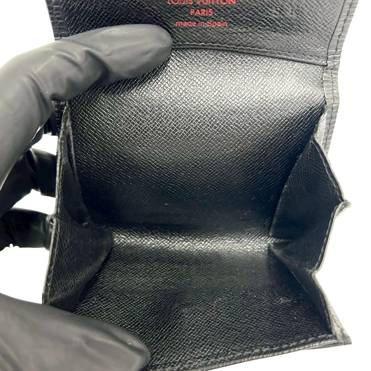 Louis Vuitton Porte-Monnaie Sample Epi Leather Coin Purse Noir Black — view 7