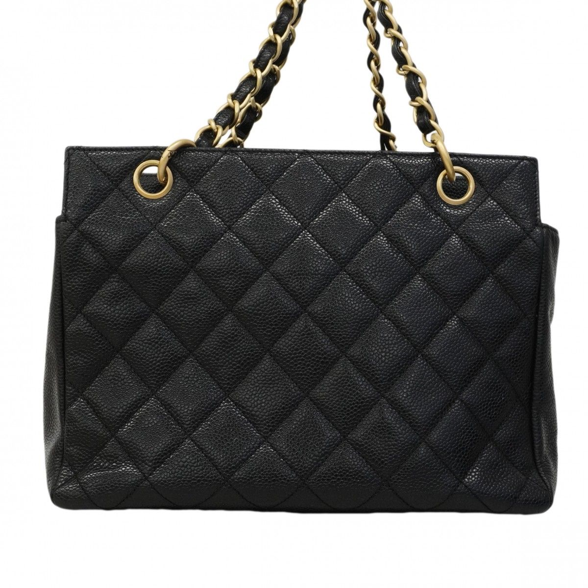 Chanel Chain Tote Quilted Caviar Leather Black Gold — view 9