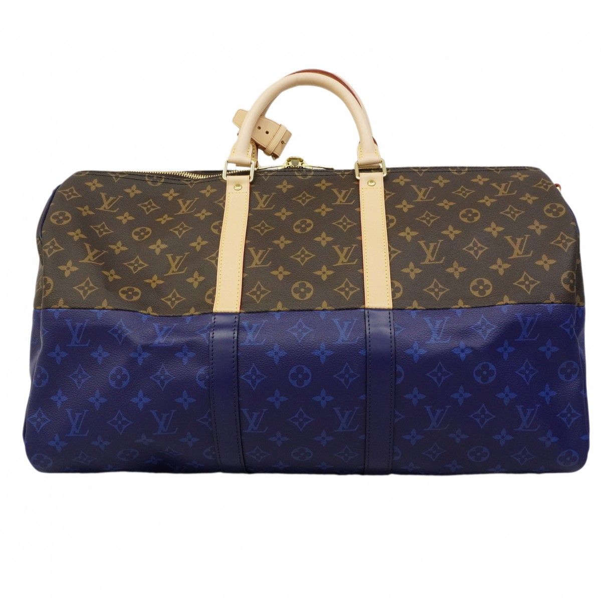 Louis Vuitton Boston Bag Monogram Split Keepall Bandouliere 50 Brown Blue — view 9