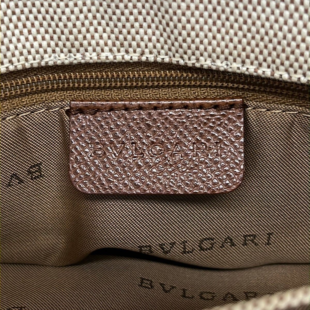 Bvlgari Shoulder Bag Beige Brown Leather — view 9