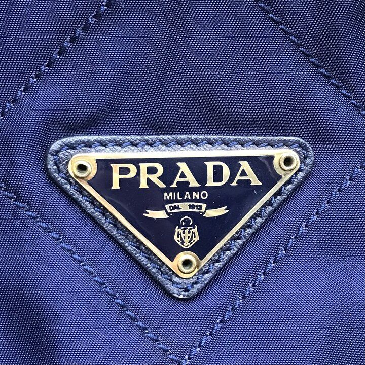 Prada Triangle Logo Nylon Tessuto Chain Shoulder Bag Blue — view 9