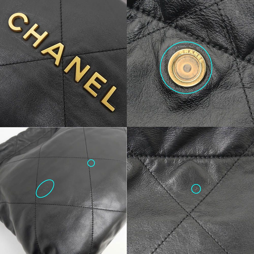 Chanel 22 Small Handbag Black Gold Calfskin Chain — view 9