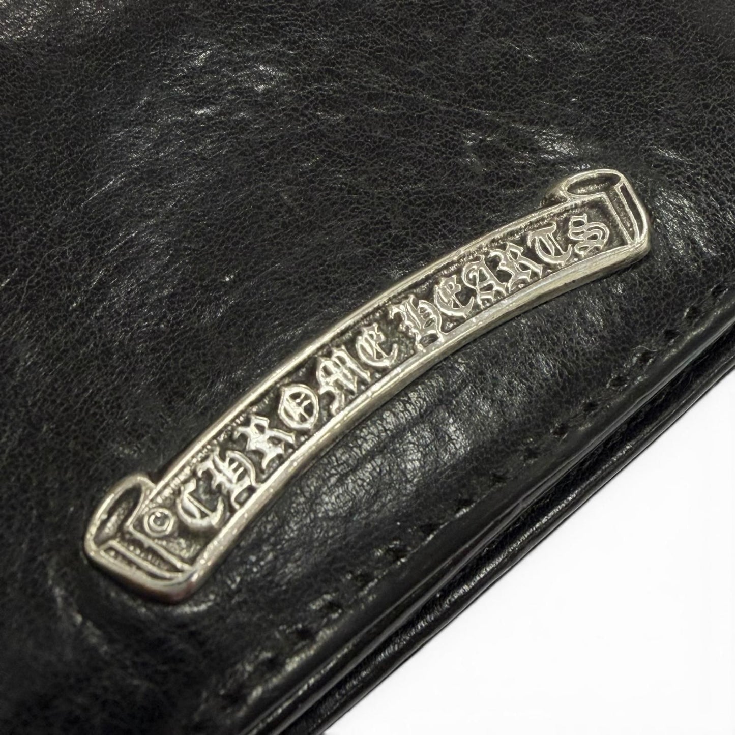 Chrome Hearts Leather 925 3 Pocket Scroll Label Plate Bifold Business Card — view 6