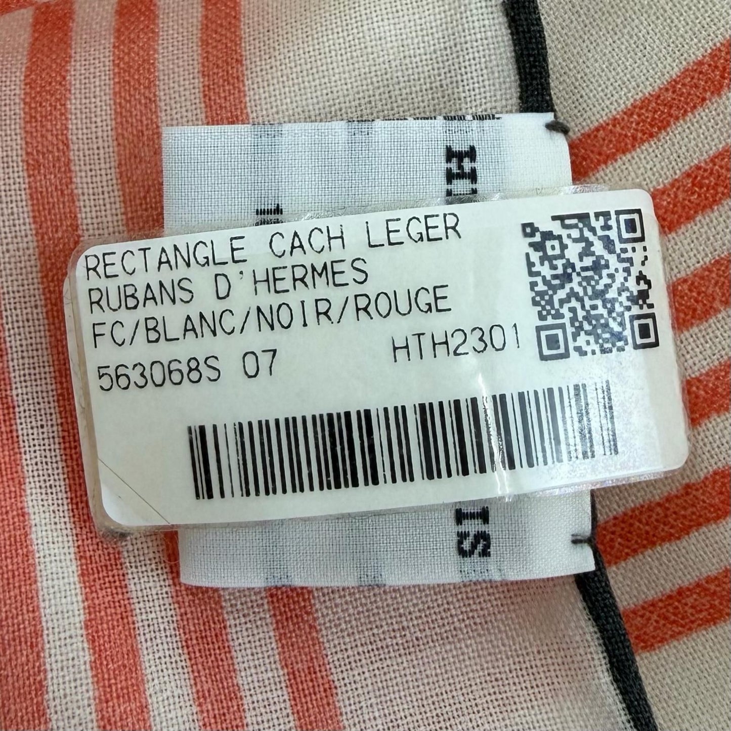 Hermes Cach Leger Rubans D'hermes 100% Blanc Noir Rouge Scarf — view 8