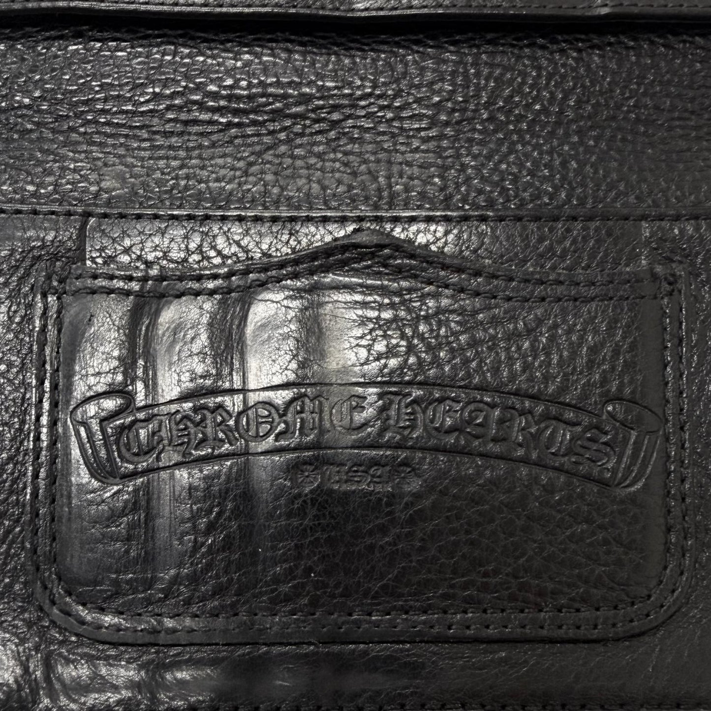 Chrome Hearts Lng Sngl Fld Tips Leather Single Fold Wallet Black Silver — view 8