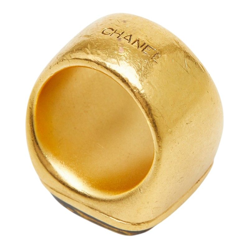 Chanel CC Logo Gripoix Vintage Ring Gold Plated — view 5