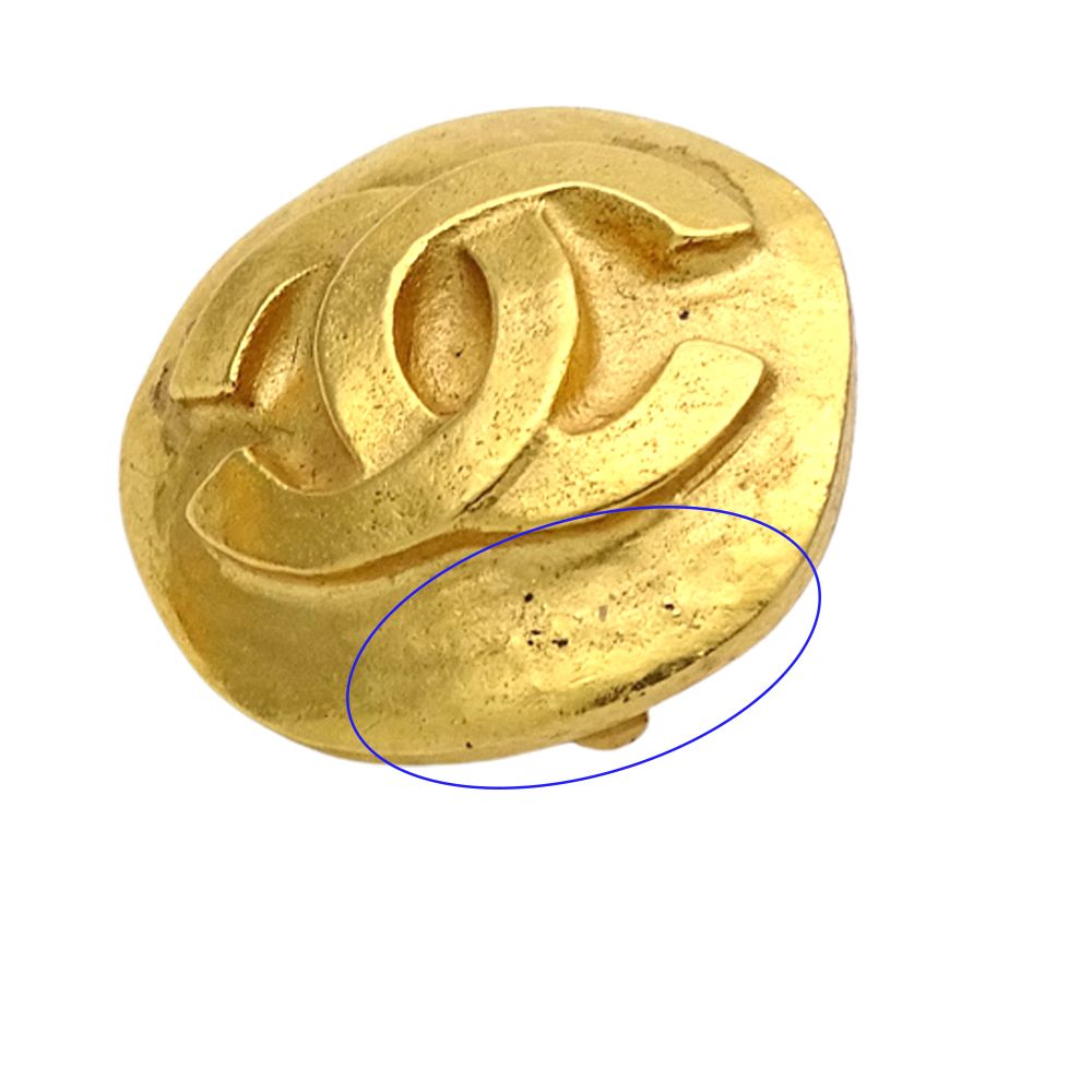 Chanel Earrings CC Logo Gold Plated Round Simple — view 9