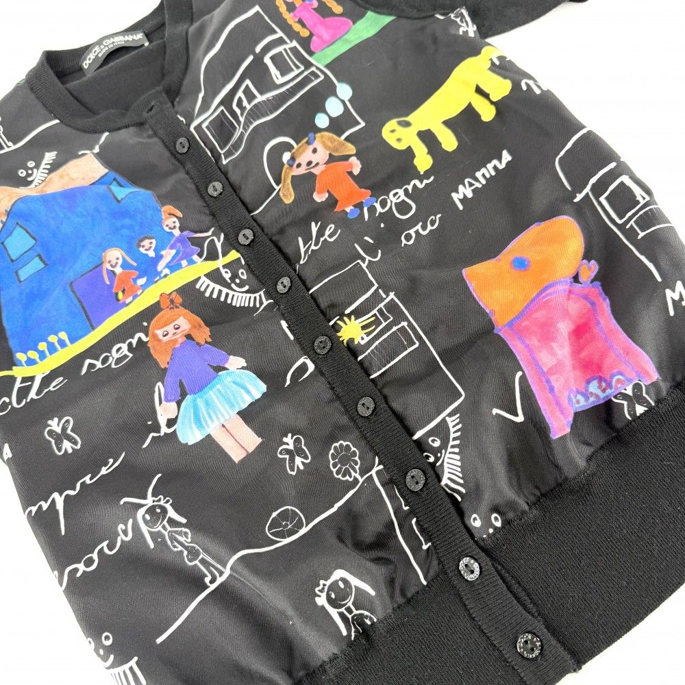Dolce & Gabbana Cardigan Top & 38 Black Multicolor Cashmere Silk Spring Autumn — view 8
