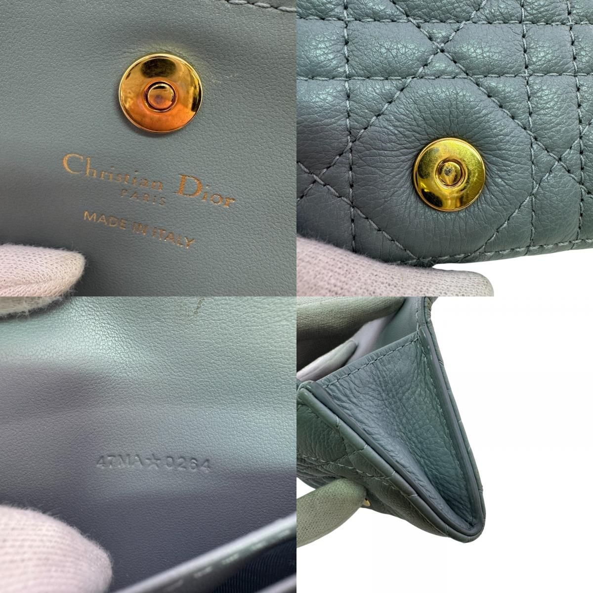 Dior Card Case Coin Purse Era Holder Business Caro Cannage CD Clasp — view 8