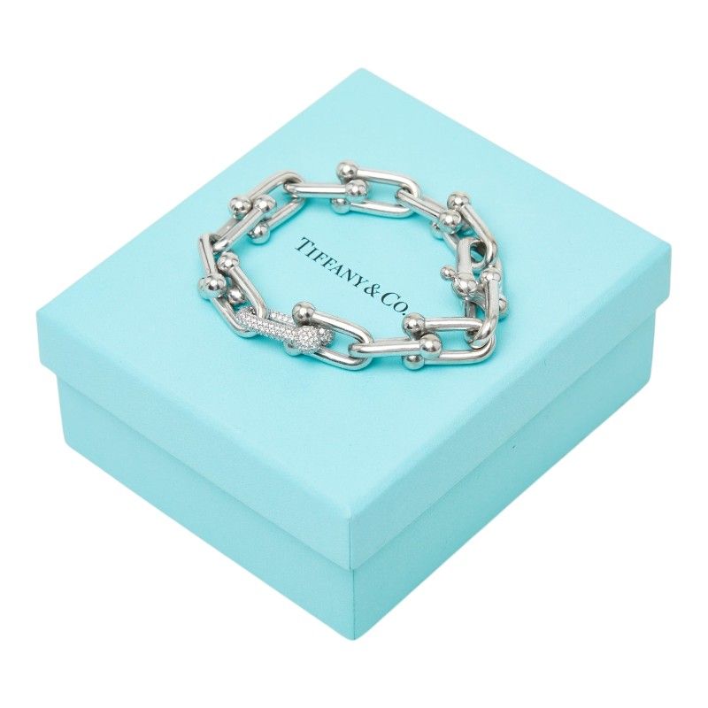 Tiffany & Co Large Link 14 Frame Bracelet 18k White Gold — view 7