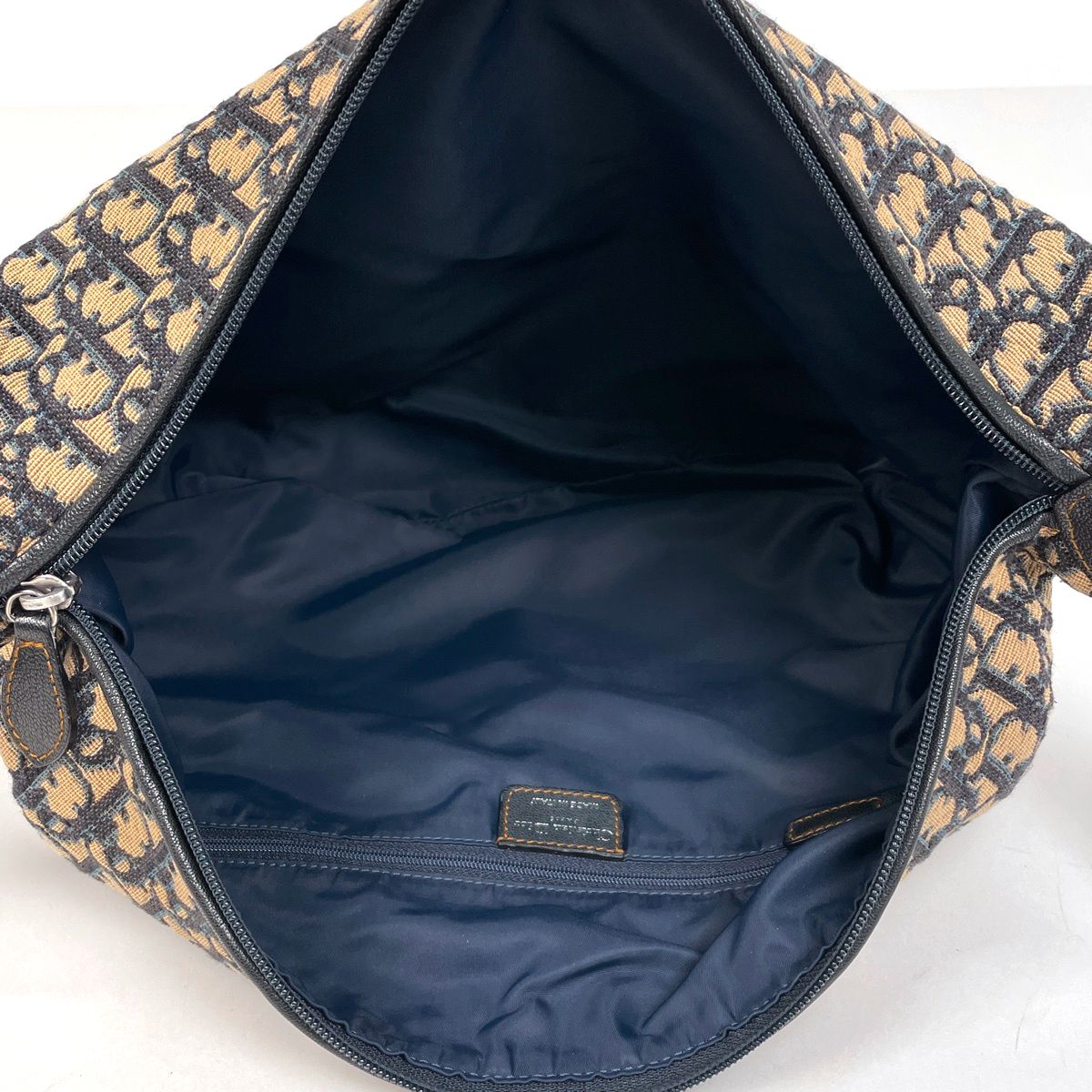 Dior Trotter Pattern Shoulder Bag Canvas Navy Beige — view 9