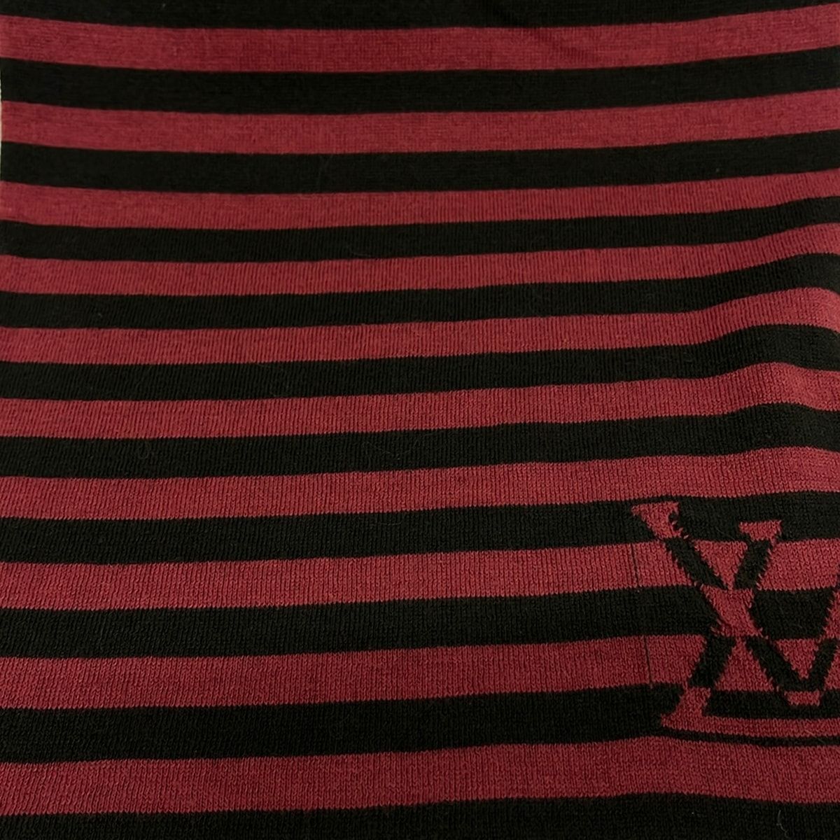 Louis Vuitton Scarf Bordeaux Dark Brown Border Cotton Cashmere — view 4