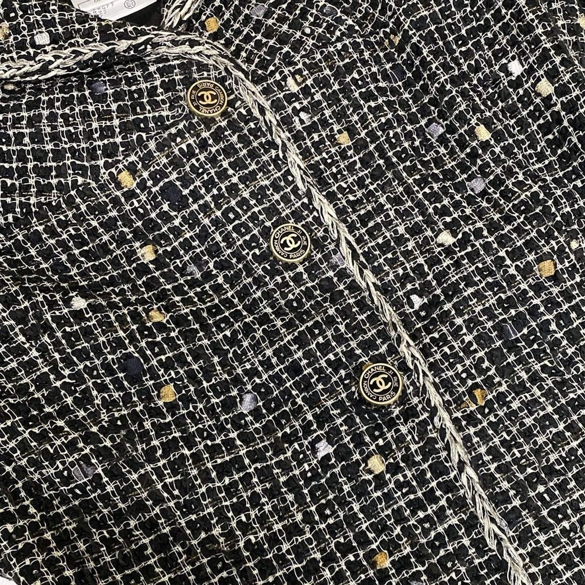 Chanel Jacket 36 S Black Ivory Tweed Cotton — view 9