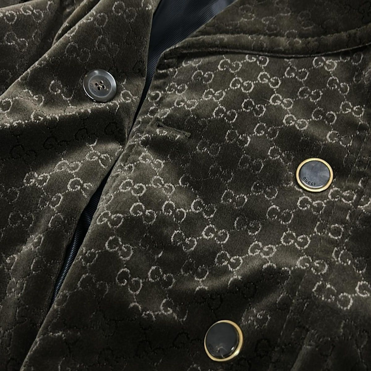 Gucci Coat 40 M Dark Brown GG Velvet Era Cotton — view 9