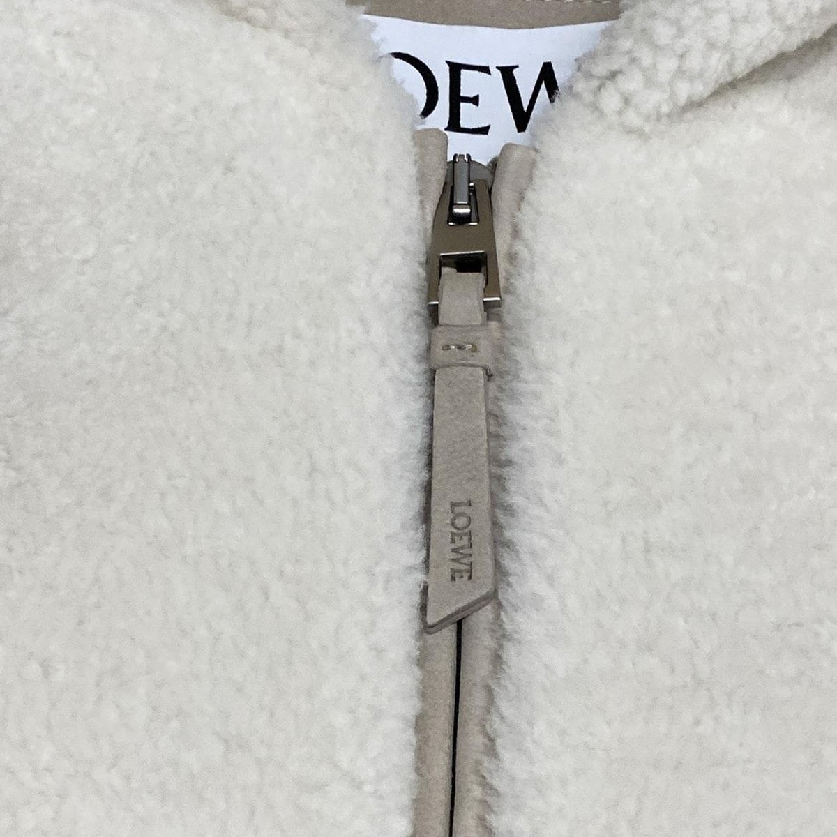 Loewe Jacket 38 M Ivory Beige Long Sleeve Shearling Winter Leather — view 9