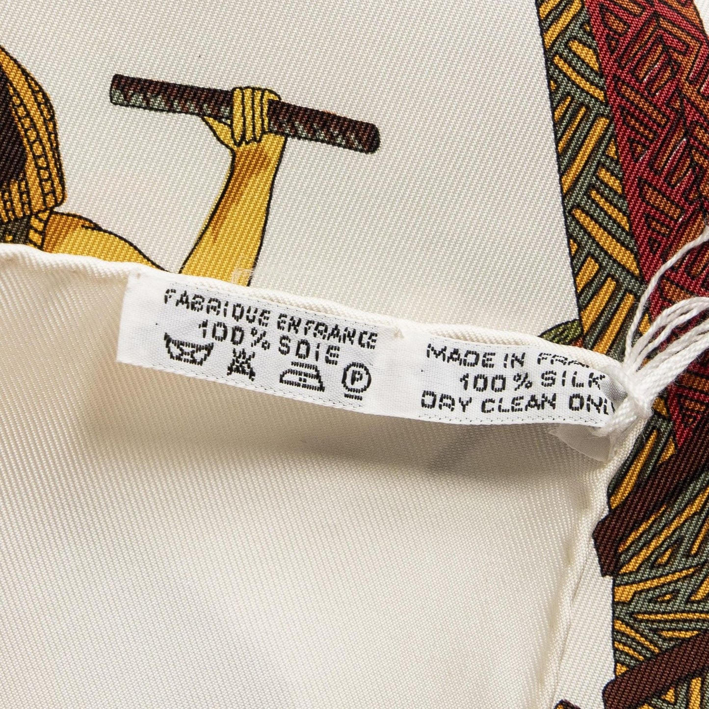 Hermes Scarf Ivory Gold Green Silk — view 5