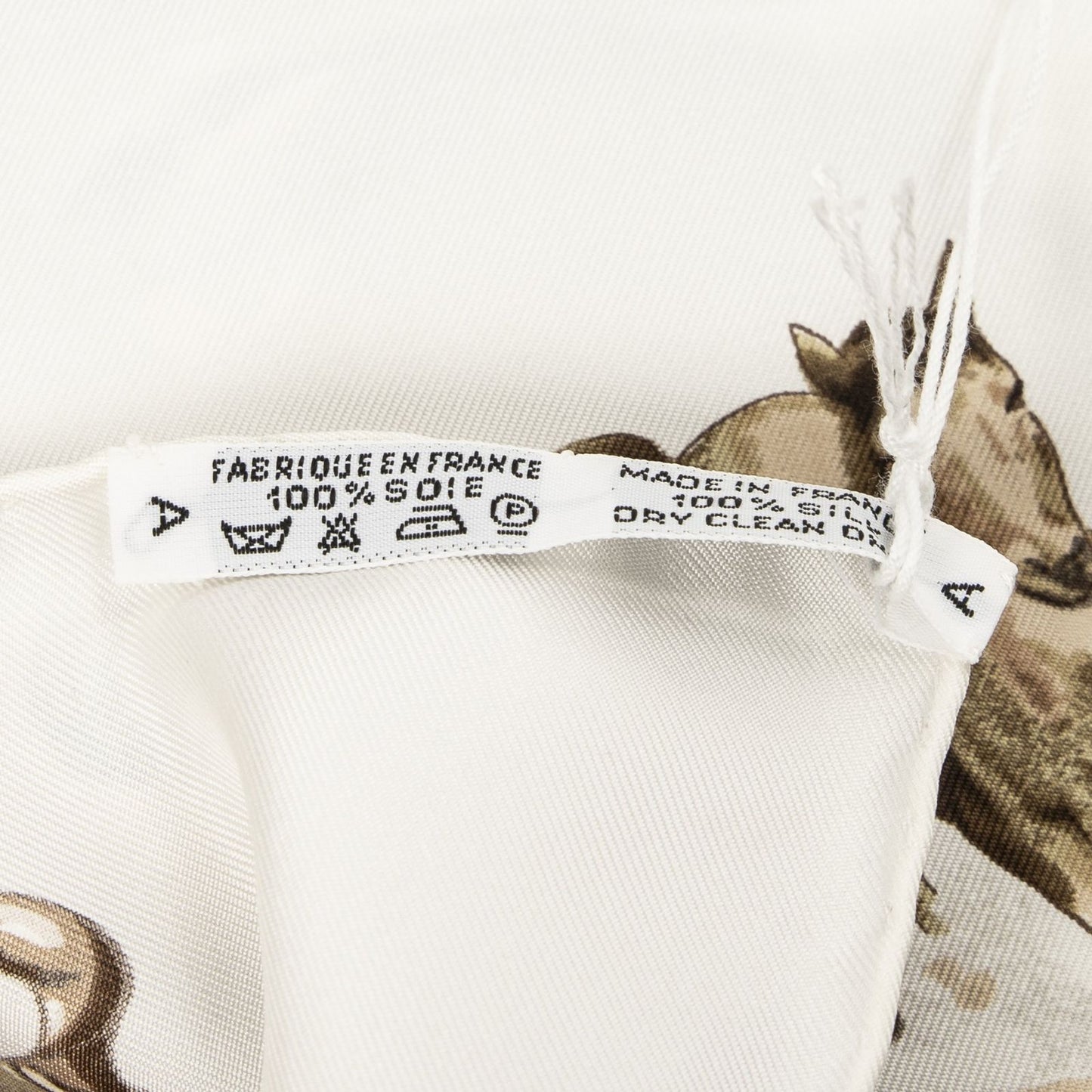 Hermes Scarf Ivory Brown Silk — view 5
