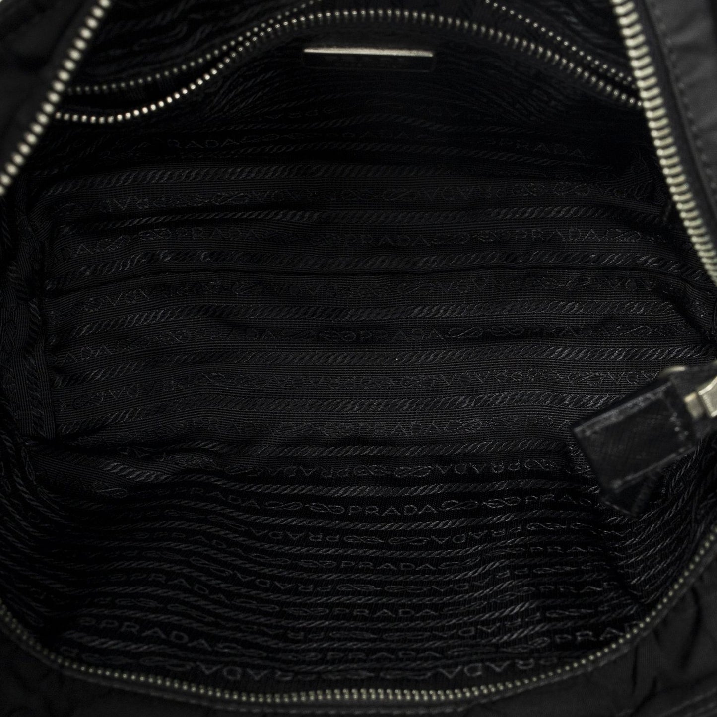 Prada Zip Shopping Tote Black Nylon Canvas — view 9