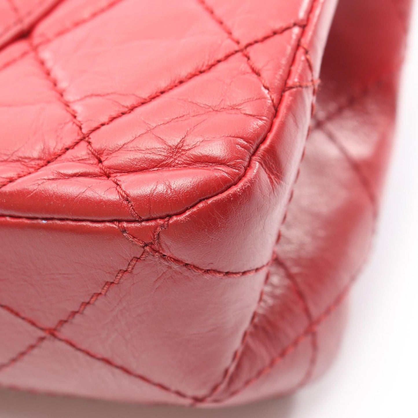 Chanel Shoulder Bag 2.55 Quilted Maxi Double Flap Antique Silver Red Calf — view 9