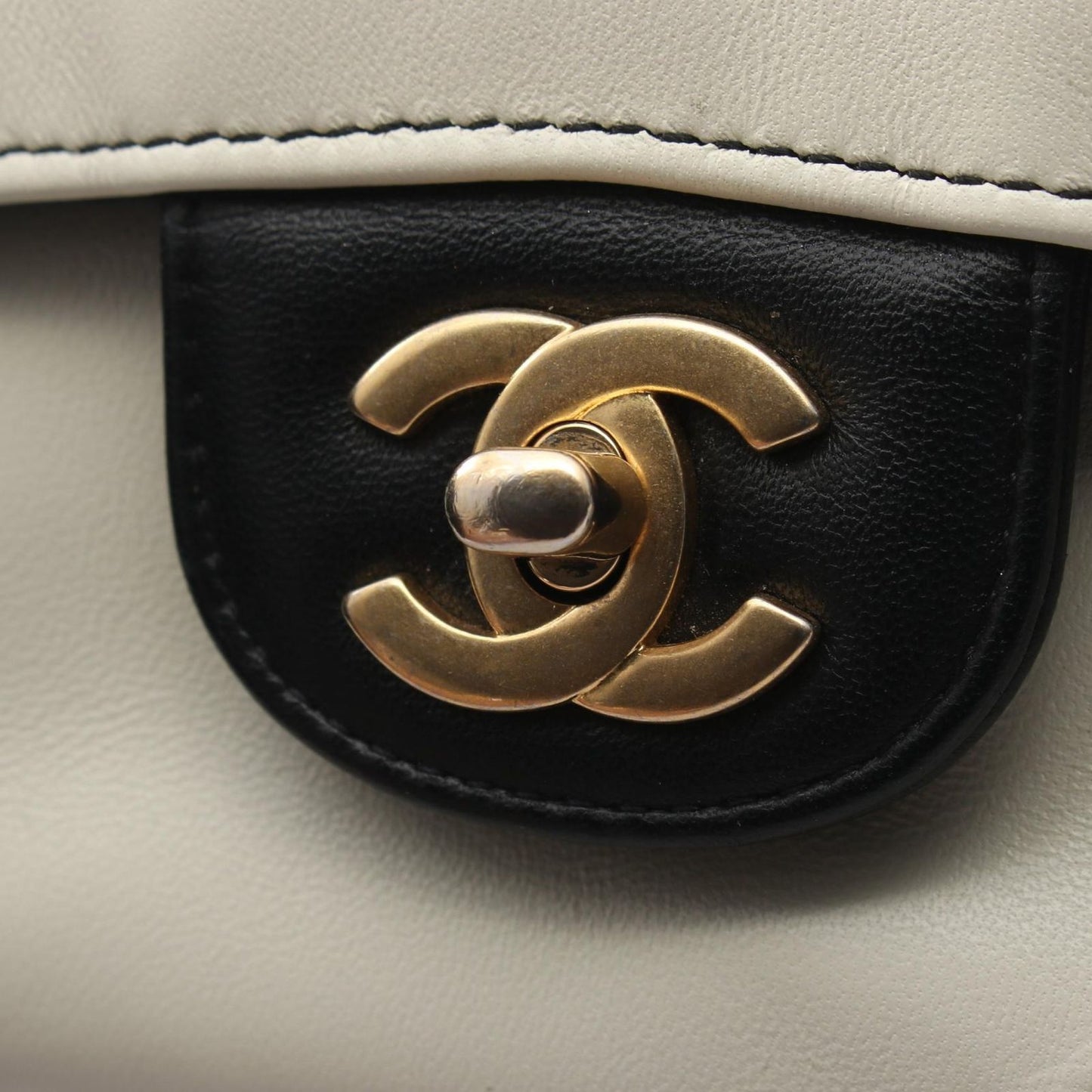 Chanel Shoulder Bag Quilted Double Flap by Color Black White Lambskin Chain — view 9