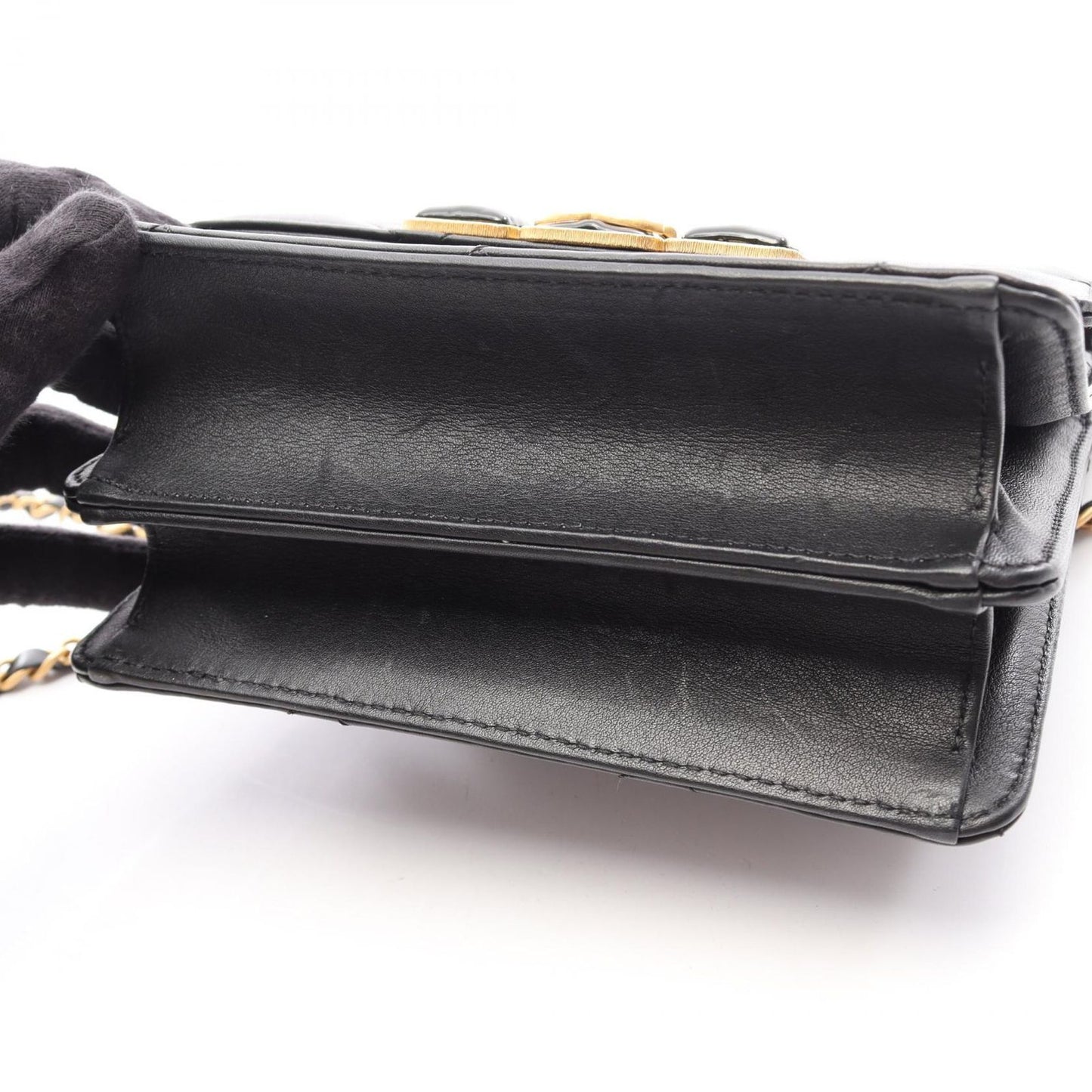 Chanel Shoulder Bag Quilted Mini Black Lambskin Chain — view 9