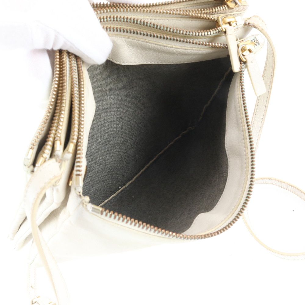 Celine Trio Crossbody Ivory Leather Shoulder Bag — view 9