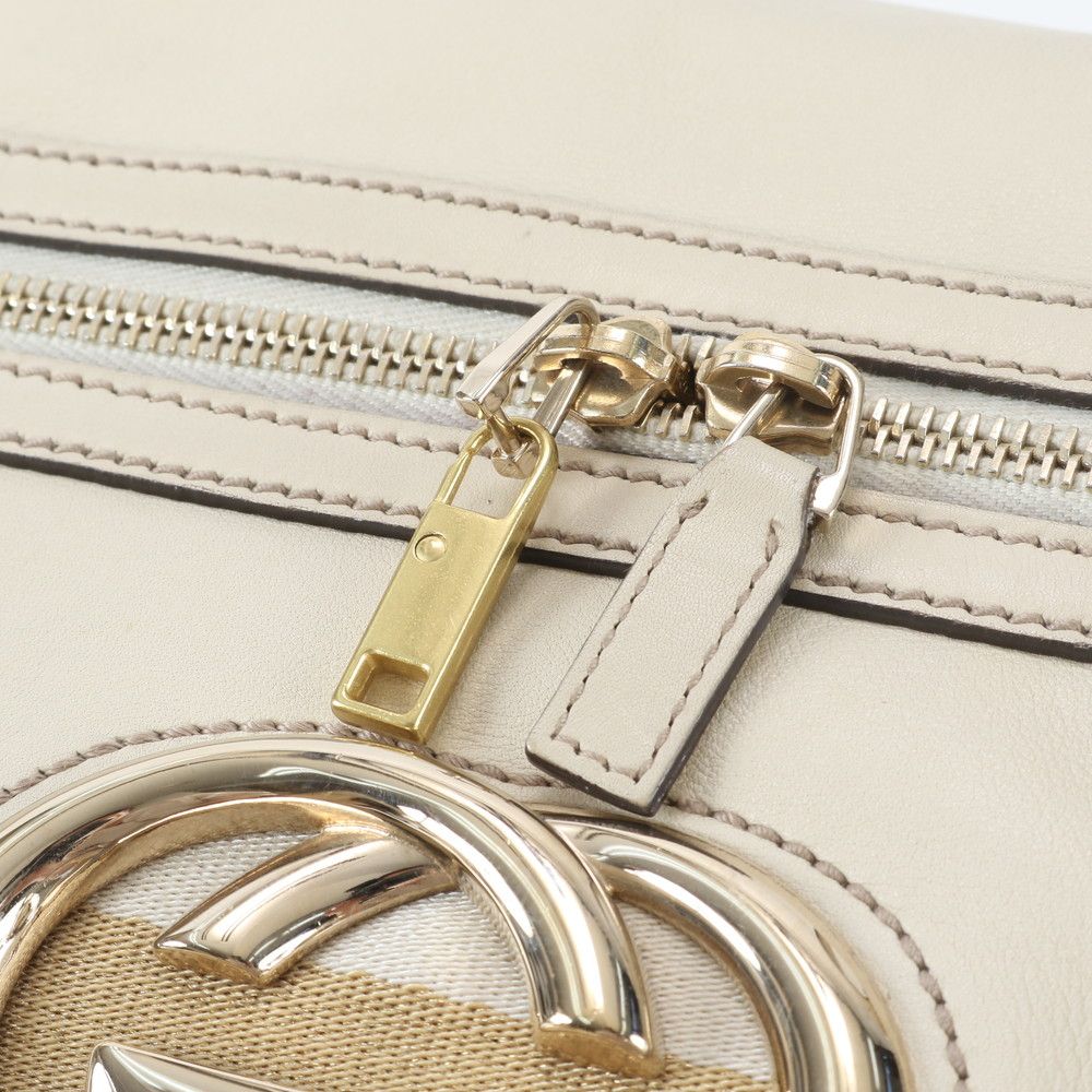 Gucci Interlocking Leather Boston Bag Travel Business Tote Gold — view 9