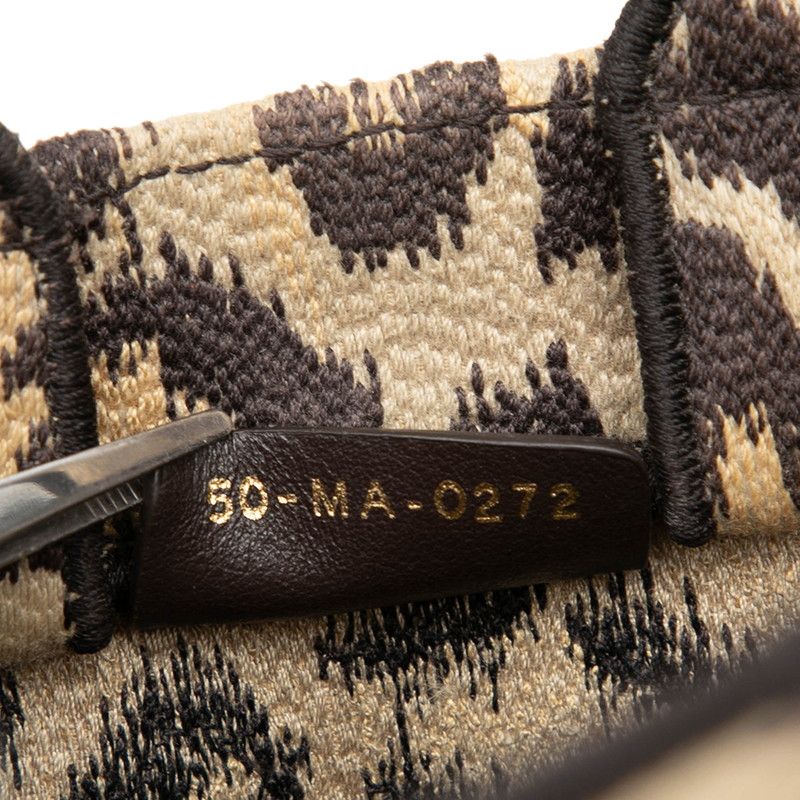 Dior Leopard Book Tote Vertical Mini 2-Way Shoulder Bag Beige Brown Canvas — view 9