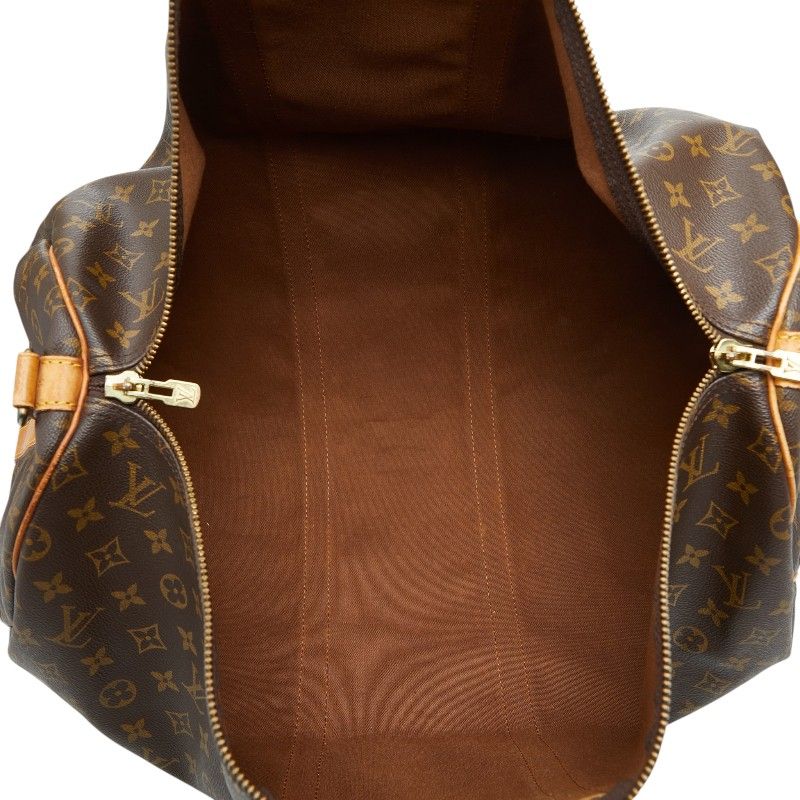 Louis Vuitton Monogram Keepall Bandouliere 55 Boston Bag 2-Way Brown Leather — view 9