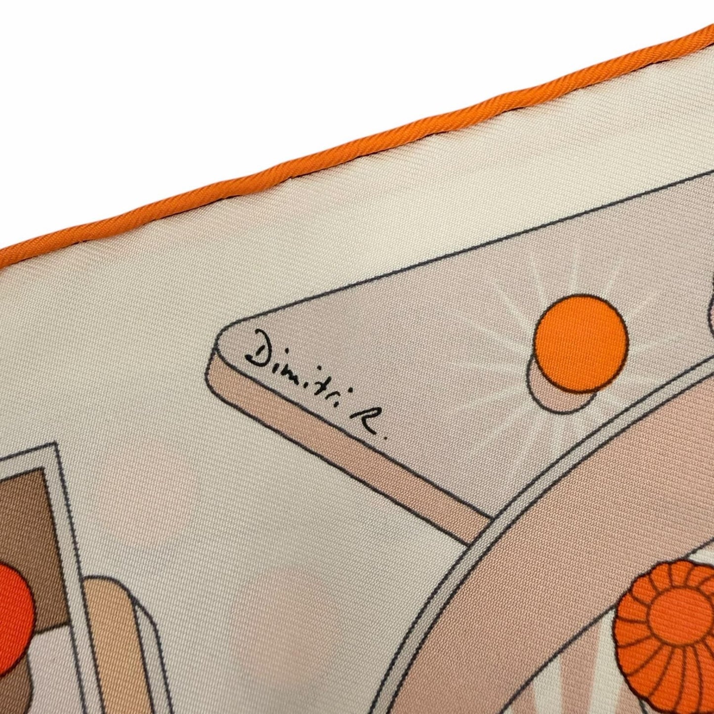 Hermes Carre 90 Electrique Electric Silk 100% Scarf Beige Orange — view 9