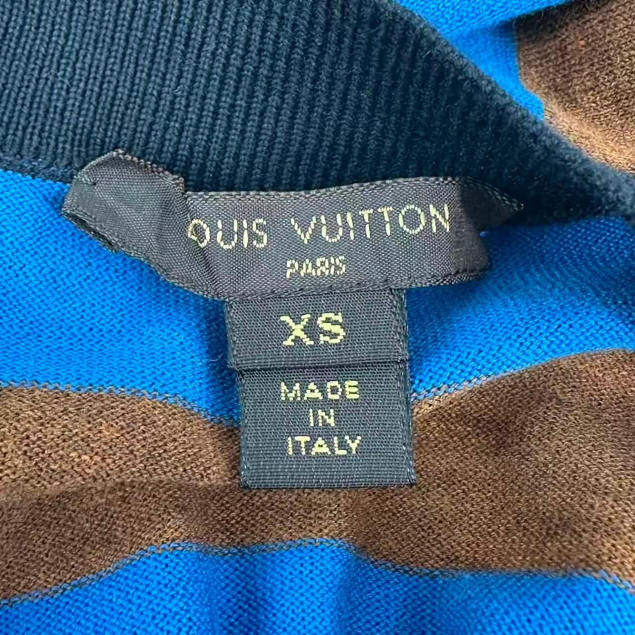 Louis Vuitton Short Sleeve Dress Blue Brown Border — view 4