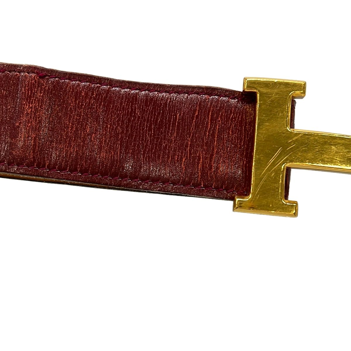 Hermes Belt 80 Bordeaux Brown Gold Reversible Leather — view 8