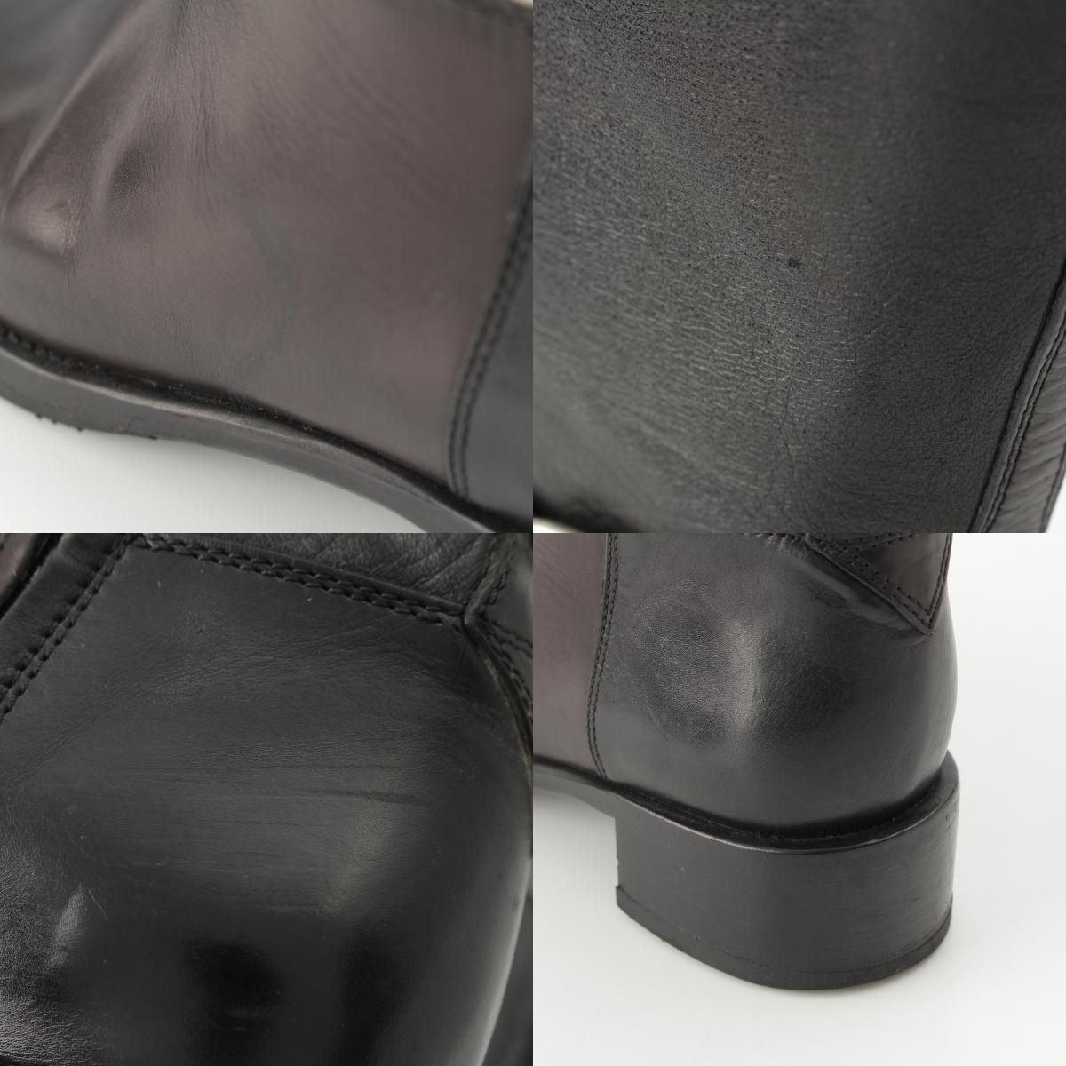 Prada Leather Long Boots Shoes Black — view 9
