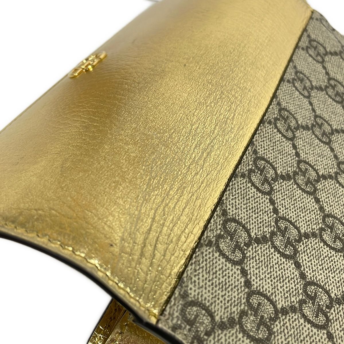 Gucci Wallet GG Marmont Gold Beige Dark Brown Limited Edition Leather — view 8