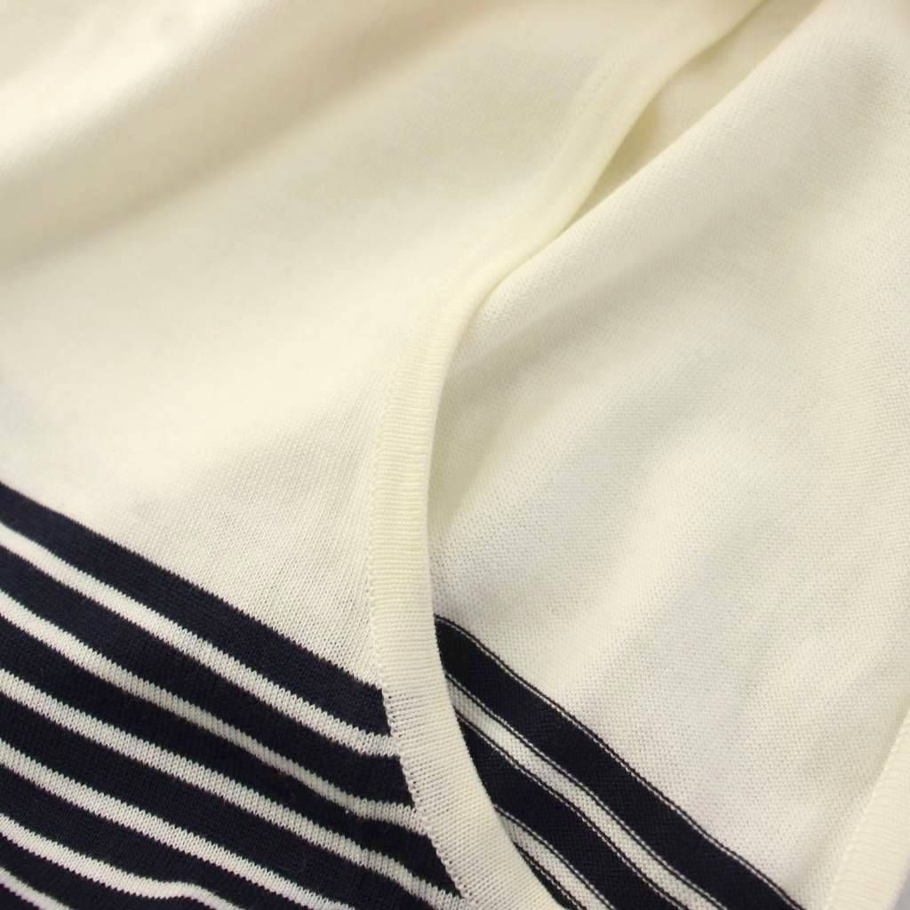 Chanel Sleeveless Knit Top CC Logo Border 42 White Sweater — view 8