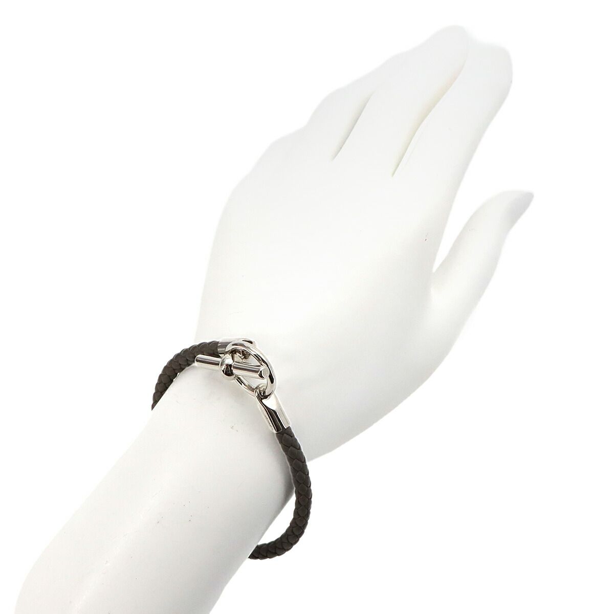 Hermes Glenan Bracelet Leather Gray Silver — view 7