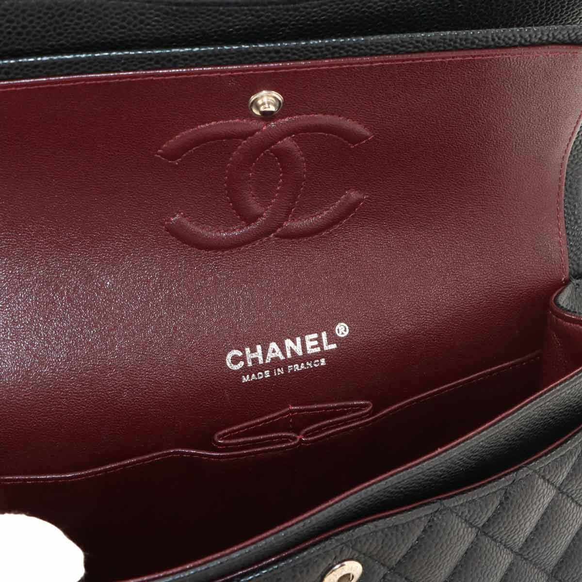 Chanel Quilted 23 Chain Shoulder Bag Caviar Leather Black Silver — view 9