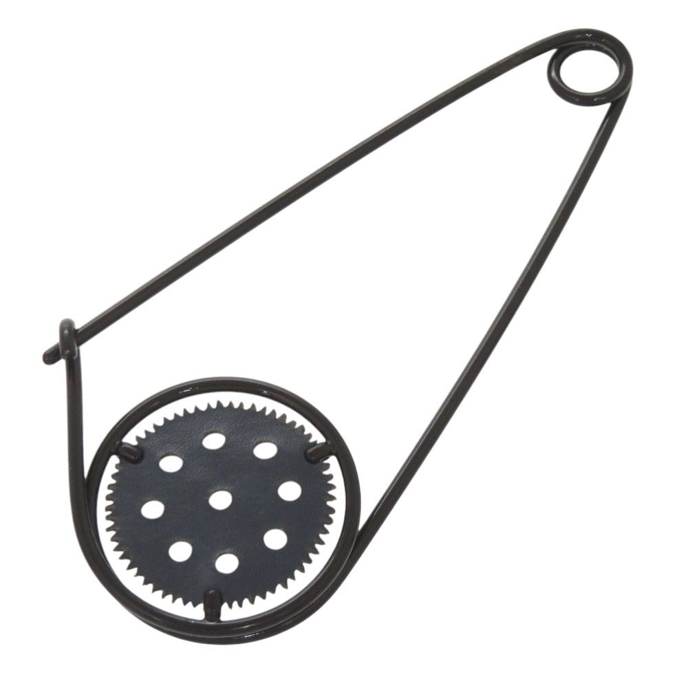 Loewe Mechano Pin Metal Leather Black Brooch — view 3