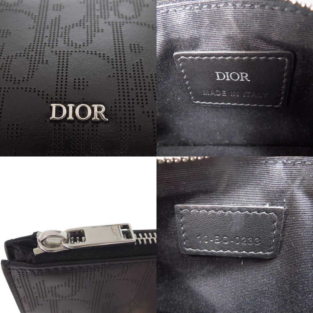 Dior Oblique Galaxy Leather Black Coin Case — view 6